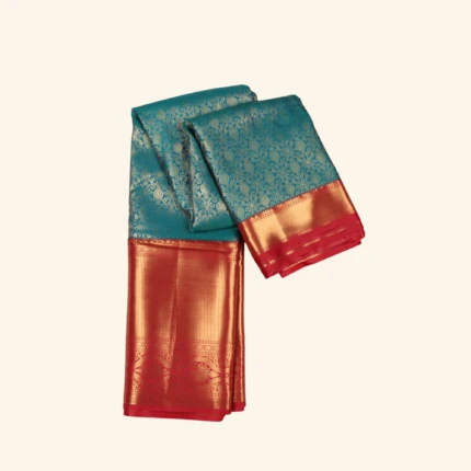 TEAL BLUE KANCHIPURAM, SAREE (1)