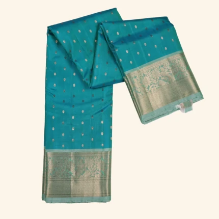 Tealblue kanchipuram pattu saree (1)