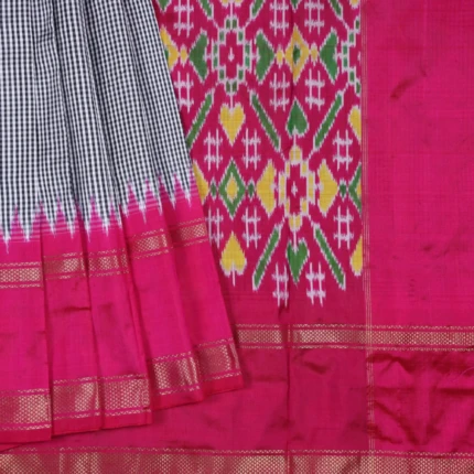 WHITE &BLACK POCHAMPALLY PATTU SAREE (2)