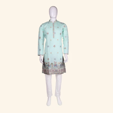 Ice Blue Kurtha Pyjama (1)