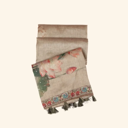 Beige Tussar Fancy Saree (1)