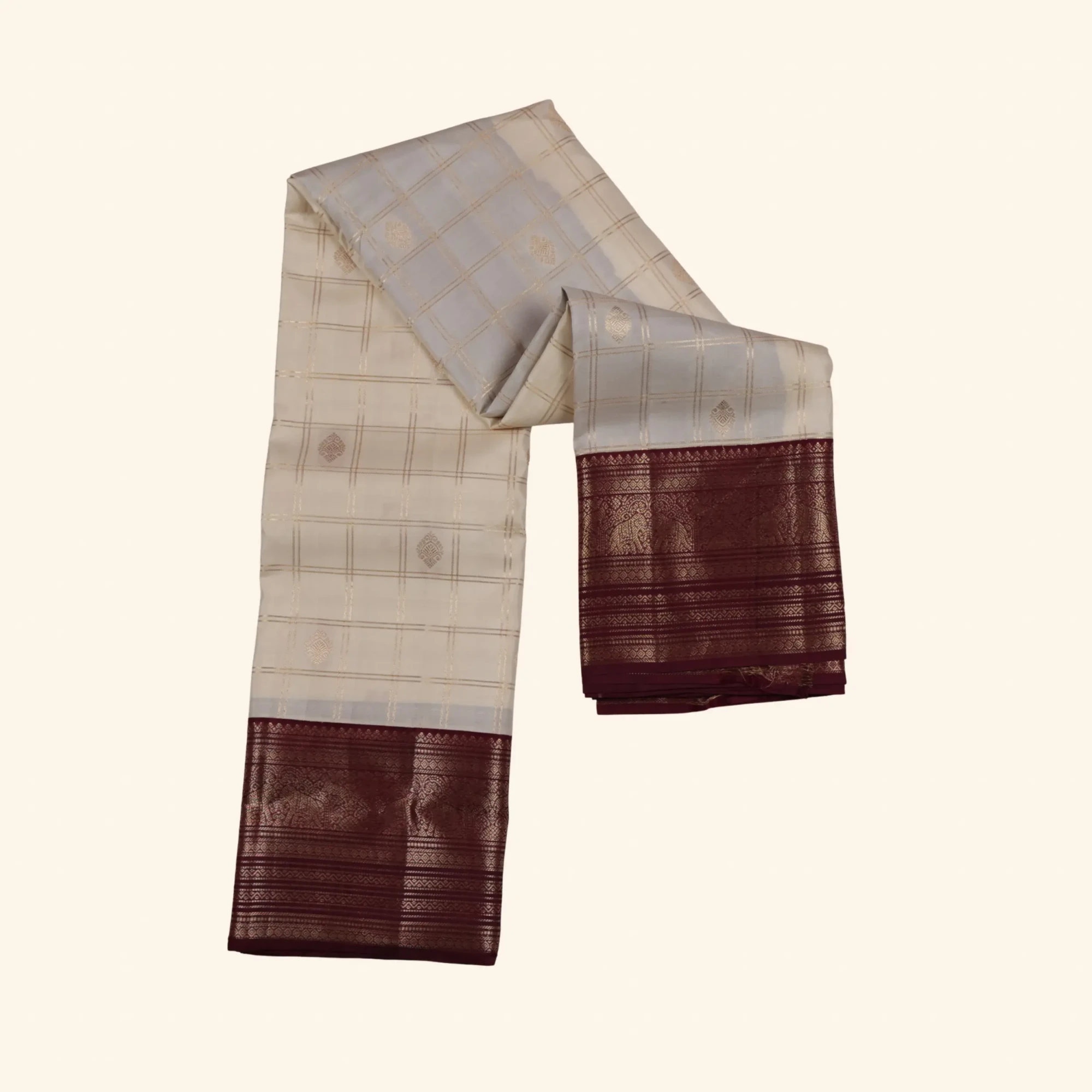 Beige Vintage Kanchi Pattu Saree (1) Beige Vintage Kanchi Pattu Saree (1)