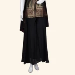 Black & Antique Gold Banarasi Brocade Sleeveless Sharara Set (3)