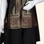 Black & Antique Gold Banarasi Brocade Sleeveless Sharara Set (4)