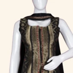 Black & Antique Gold Banarasi Brocade Sleeveless Sharara Set (5)