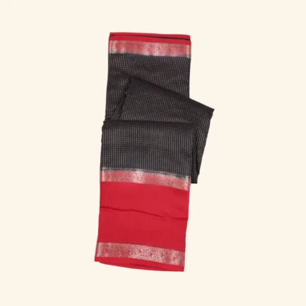 Black & Red Metallic Check Fancy Saree (1)