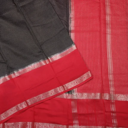Black & Red Metallic Check Fancy Saree (3)