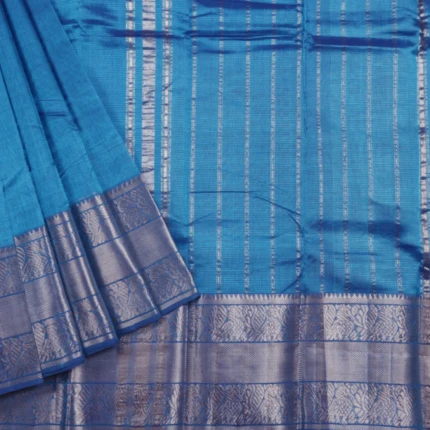 Blue Peacock & Floral Motif Mangalagiri Saree (2)