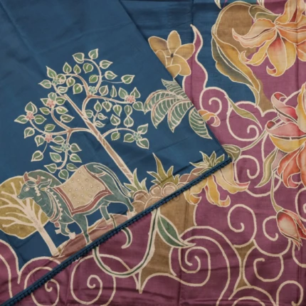 Blue Tussar Fancy Saree (2)