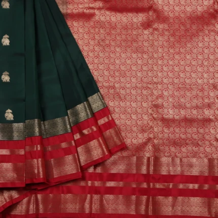 Bottle Green Kanchi Pattu Saree (8)