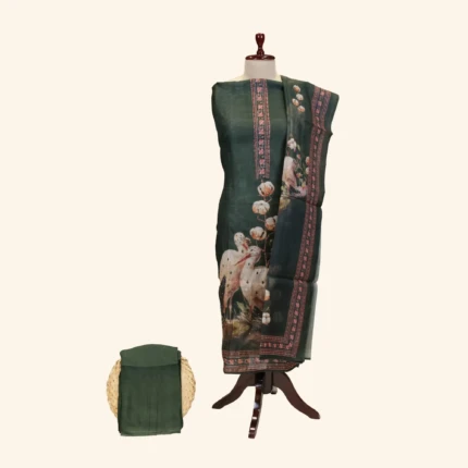 Bottle Green Silk Dress Material (1)