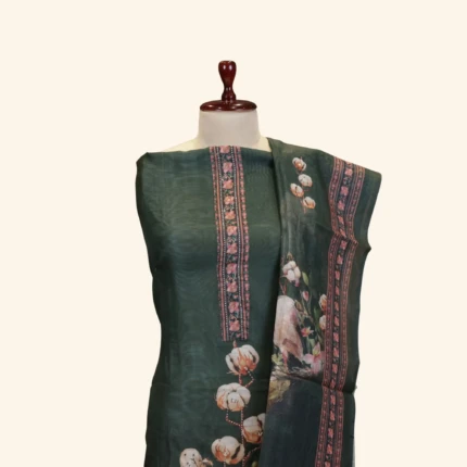Bottle Green Silk Dress Material (3)