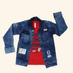 Boys Blue Denim Jacket with Red T-shirt (1)