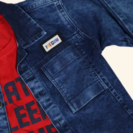 Boys Blue Denim Jacket with Red T-shirt (2)