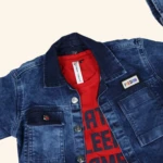 Boys Blue Denim Jacket with Red T-shirt (3)
