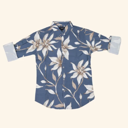Boys Blue Floral Printed Shirt (1)