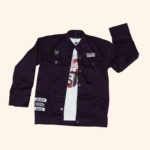 Boys Burgundy Denim Jacket with White T-shirt (1)