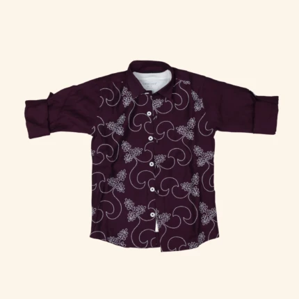 Boys Embroidered Burgundy Shirt (1)