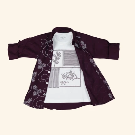 Boys Embroidered Burgundy Shirt (2)