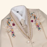 Boys Embroidered Cream Coat Suit (1)