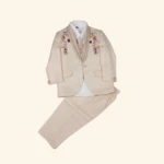 Boys Embroidered Cream Coat Suit (5)