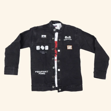 Boys Grey Denim Jacket with White T-shirt (1)