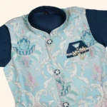 Boys Pastel Blue Kurta Pyjama Set (4)