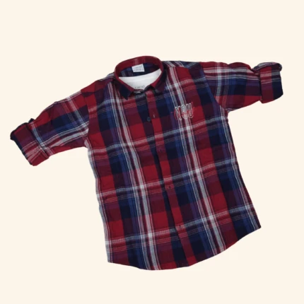 Boys Red Navy Blue Checks Shirt (1)