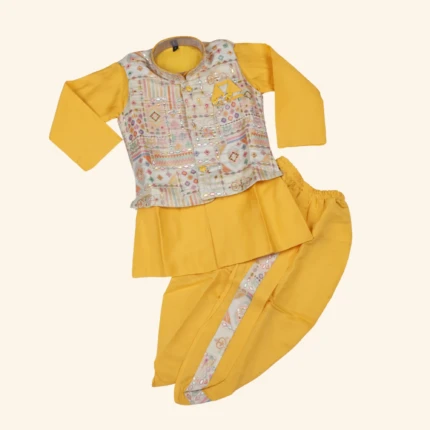 Boys Yellow Kurta Pyjama Set (1)