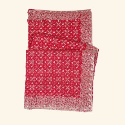 Bright Red Embroidered Saree (1)