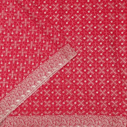 Bright Red Embroidered Saree (2)