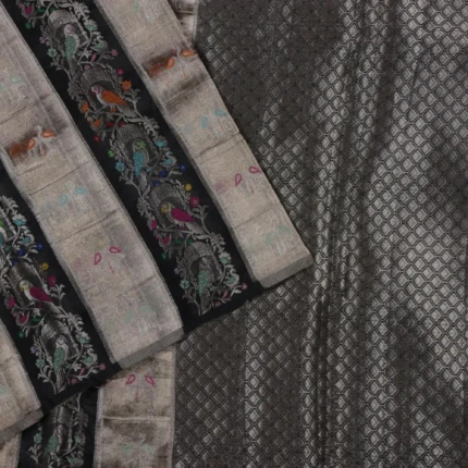 Charcoal Tissue Banaras Saree (3)