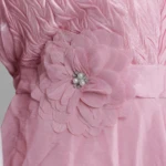 Coral Pink Floral Applique Long Frock (3)