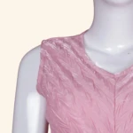 Coral Pink Floral Applique Long Frock (5)