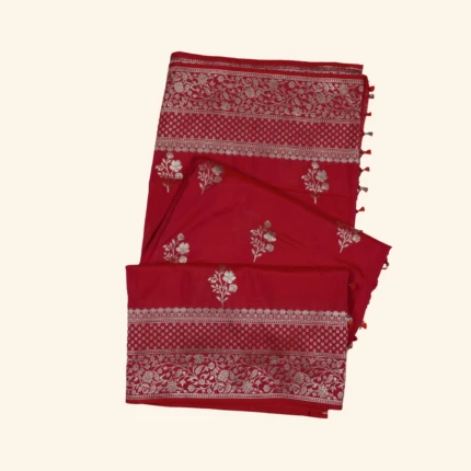 crimson Katan Banaras Saree (1)