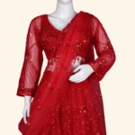 Crimson Red Sequined Geometric Designer Bridal Lehenga (2)