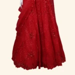 Crimson Red Sequined Geometric Designer Bridal Lehenga (3)