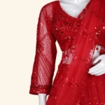 Crimson Red Sequined Geometric Designer Bridal Lehenga (5)