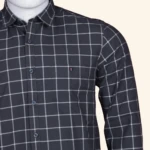 Dark Charcoal windowpane check shirt (3)