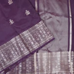 Dark Purple Soft Silk Saree with Multicolour Zari Butta & Designer Border (3)