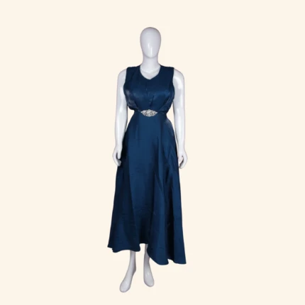 Deep Blue Crystal Embellished Long Frock (1)