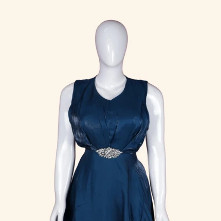 Deep Blue Crystal Embellished Long Frock (2)