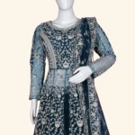 Deep BlueEmbroidered Jacket Style Designer Lehenga (4)