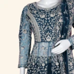 Deep BlueEmbroidered Jacket Style Designer Lehenga (6)