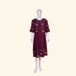 Deep Magenta Printed Layered Long Frock (1)