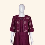 Deep Magenta Printed Layered Long Frock (2)
