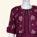 Deep Magenta Printed Layered Long Frock (4)