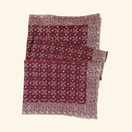 Deep Maroon Embroidered Saree (1)