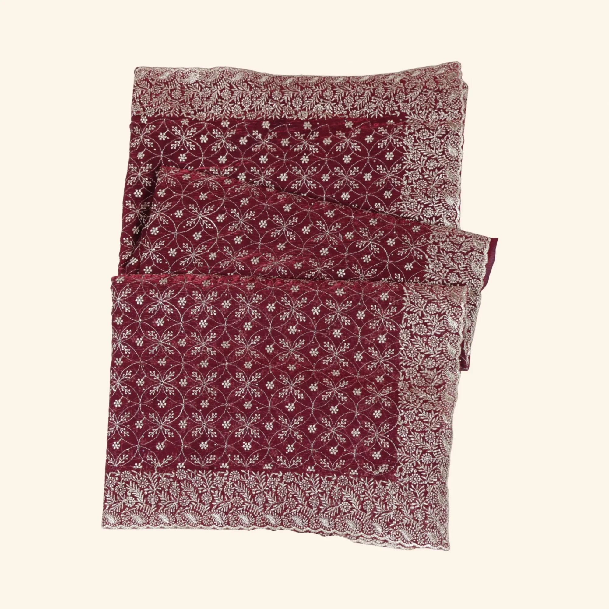Deep Maroon Embroidered Saree (1) Deep Maroon Embroidered Saree (1)