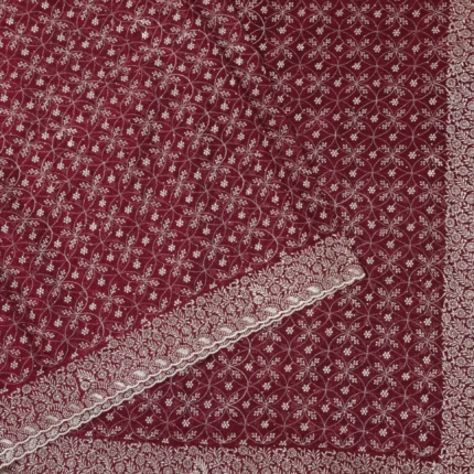 Deep Maroon Embroidered Saree (3)